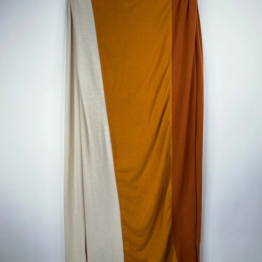 Donni Striped Sweater Scarf Trio Orange Rust Cream Long New USA
